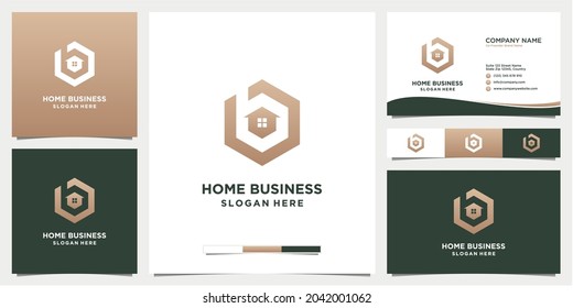 Letter b house logo template with business card