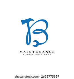 Letter B House Maintenance Logo. Alphabet B Building Construction Icon