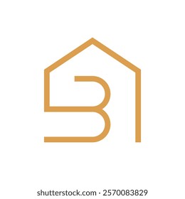 Letter B house minimal line logo design