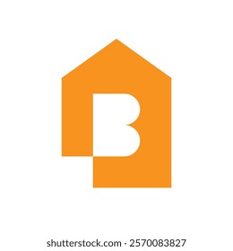 Letter B house simple negative space logo