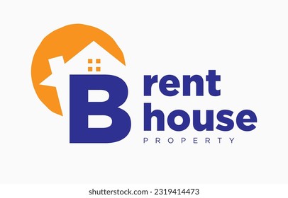 letra B elemento de diseño de cámara y vectores de sol para logo inmobiliario o exposición de propiedades