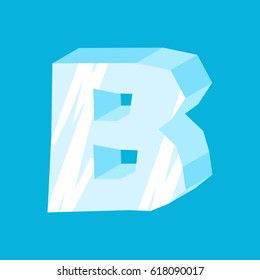 letter B ice font. Icicles alphabet. freeze lettering. Iceberg ABC sign