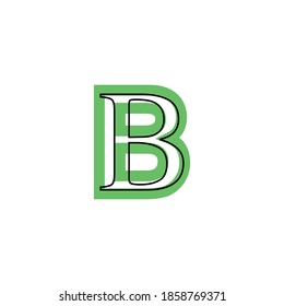 Buchstabe B Symbol mit schwarzer Grenze in grüner Silhouette, ökologisch nachhaltiger Stil
