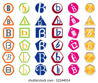 Letter B Icon Design Badges and Tags Set