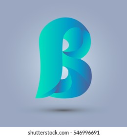 Letter B icon design and elegant typographic concept. gradient blue and green