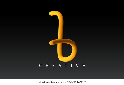 Letter b Icon Font Design With Liquid Color Path. 3d Gradient Lettering Vector Illustration. Bubble font with glint.