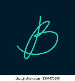 letter b icon with handwriting style