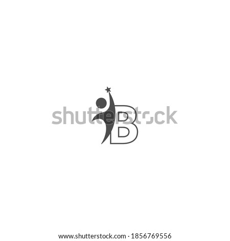 Letter B icon logo with abstrac sucsess man in front, alphabet logo icon creative design illustration