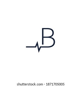 Letter B icon logo combined with pulse icon design template