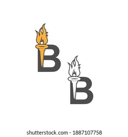 Letter B icon logo combined with torch icon design illustration