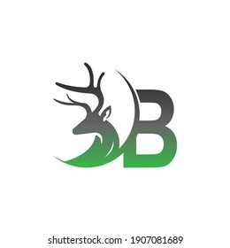 Letter B icon logo with deer illustration design vector