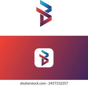 Diseño del logotipo del icono de la letra B en dos lados - ilustración de fondo. Elementos de Plantilla de diseño de icono de logotipo de letra B. Logotipo del ícono de la letra B por el diseño colorido del Vector del degradado.