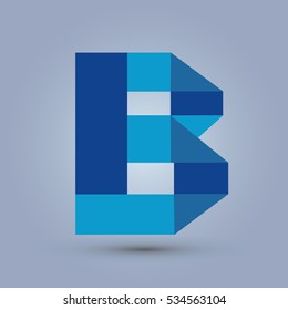 Letter B icon and logo template. Flat design and elegant typographic. Blue