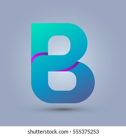 Letter B icon and logo template.  New design and elegant typographic concept. Two line purple. blue