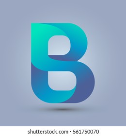 Letter B icon and logo template.  New design and elegant typographic concept. twisted, blue and green.
