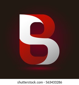Letter B icon and logo template.  New design and elegant typographic concept. twisted, red and white
