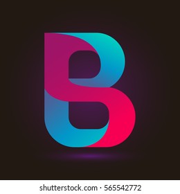 Letter B icon and logo template.  New design and elegant typographic concept. twisted, gradient red and blue
