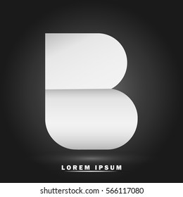 Letter B icon and logo template. Flat and elegant typographic. white paper concept