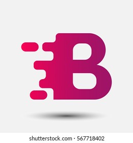Letter B icon and logo template.  New Flat design and elegant typographic. spread the font. Gradient red and purple