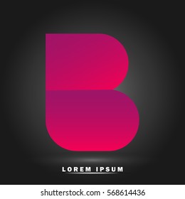 Letter B icon and logo template. Flat and elegant typographic. paper concept. gradient red and purple