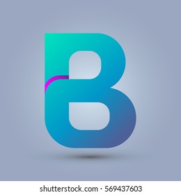 Letter B icon and logo template.  New design and elegant typographic concept. One line purple. blue