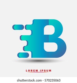 Letter B icon and logo template. Elegant typographic design. Spread the font. blue and green