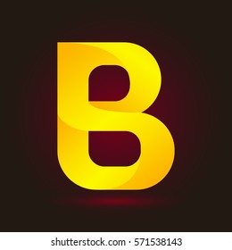 Letter B icon and logo template.  New design and elegant typographic concept. twisted, yellow