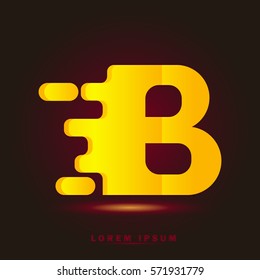 Letter B icon and logo template. Elegant typographic design. Spread the font. gradient Yellow