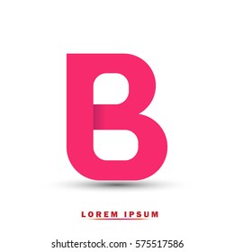 Letter B icon and logo template.  New design, elegant, and simple typographic . pink color. 3D