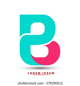 Letter B icon and logo template.  New  Flat design and elegant typographic. blue and pink