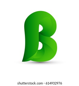 Letter B icon and logo template. elegant typographic with twisted green