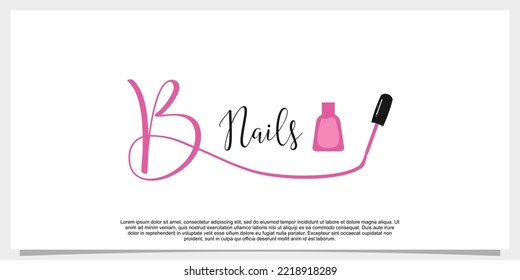 letter b with icon nail polish logo design template