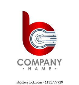 Letter B icon. Technology Smart logo, computer and data related business, hi-tech and innovative, electronic