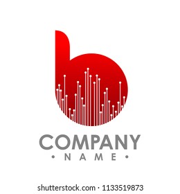 Letter B icon. Technology Smart logo, computer and data related business, hi-tech and innovative, electronic