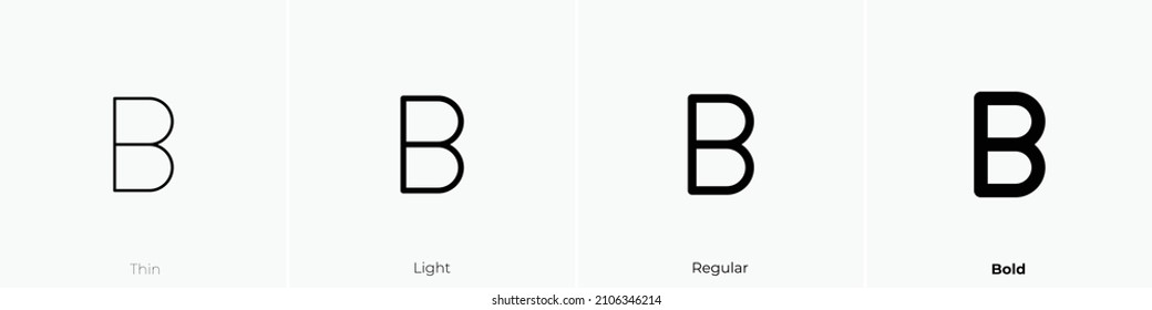 letter b icon. Thin, Light Regular And Bold style design isolated on white background
