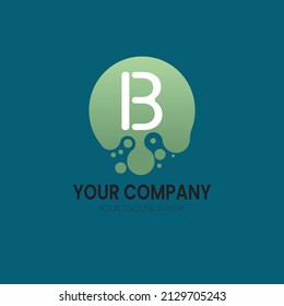Letra B de ilustración gráfico vectorial con elemento de diseño de icono de partículas de círculo verde. Apto para la empresa, producto sanitario, etc.
