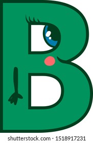 Letra B, ilustración, vector sobre fondo blanco.