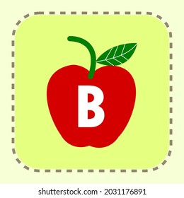 letra B con la imagen de una manzana. puede utilizarse para pegatinas y para el aprendizaje de los niños.