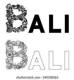 Letter B, indonesian ornament. Vector EPS10 file