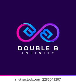 Letter B Infinity Logo design and Blue Purple Gradient Colorful symbol for Business Company Branding and Corporate Identity