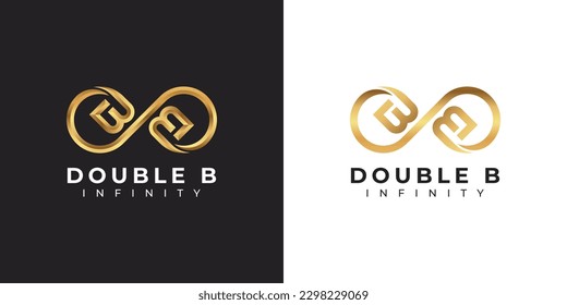 Letter B Infinity Logo design and Gold Elegant Luxury symbol for Business Company Branding and Corporate Identity
