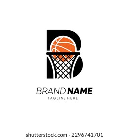 Buchstabe B Erstmalige Basketball-Logo-Design-Vektorsymbol-Grafik-Emblem-Illustration 