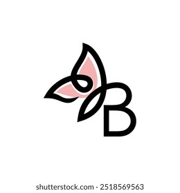 Letra B Ilustração inicial do símbolo gráfico do ícone do vetor do design do logotipo da borboleta