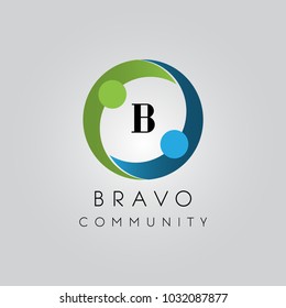 Letter B initial, colorful unity concept logo icon vector template