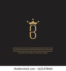 Letter B initial with crown logo design template. Elegant vector illustration