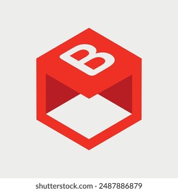 Letter B Initial Cube Logo Design Concept. Vector Illustration.