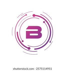 Letter B Initial Cyber Multimedia Logo