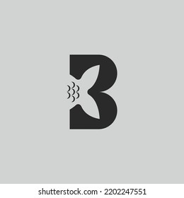 Letter B Initial Fish Logo Design Vector, Flat Style Fish logo design template, Fishing vector logo, B Letter Fishing Fish Logo