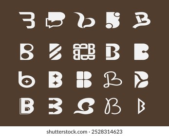 Letter B Initial Logo Element Set 