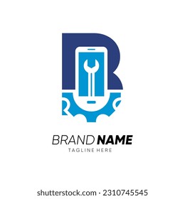 Letter B Initial Phone Service Mobile Logo Design Vector Icon Graphic Emblem Illustration 